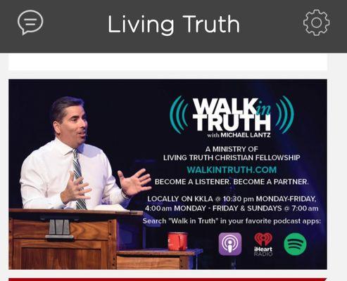 Pastor Michael also shares on Walk in Truth Radio on KKLA and through iHeart radio +others shown. WalkInTruth.com