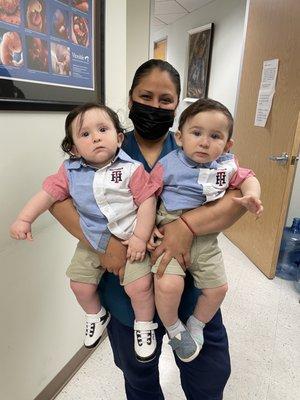 Ana meeting our beautiful twins who we bugged almost everyday regarding on all the procedures and always helped us out!