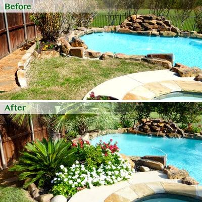 Complete landscape redesign, we worked with clients budget and vision to transform their back yard into a lush oasis.