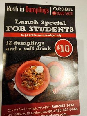 Student lunch special