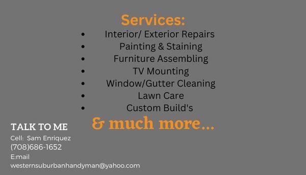 Some of the main services I provide. Don't hesitate to get your FREE estimate!