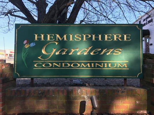 The signage at Hemisphere Gardens Condominium