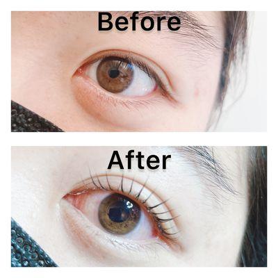 Lash Lift (lash perm) is great for people who are too busy for lash extensions and want more of a natural look.