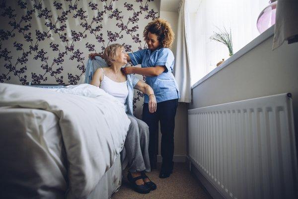 Our caregivers help with the morning routine