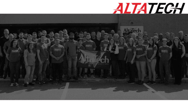 Team photo in front of Alta HQ entrance