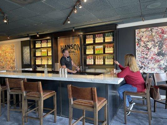 Inside the second floor tasting room at the Hanson of Sonoma Tasting Room at Hanson Gallery in Sausalito.