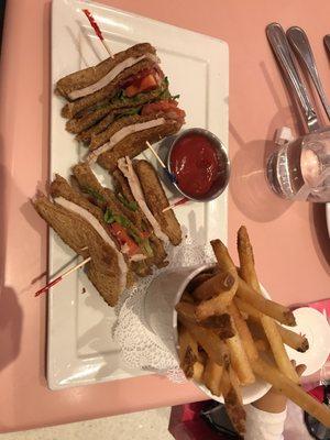 $13.00 cold turkey sandwich with frozen fries