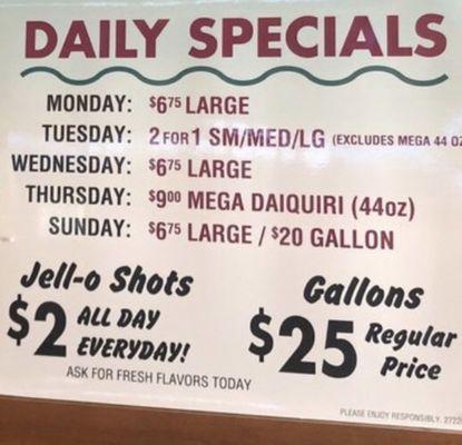 Daily Specials with prices!