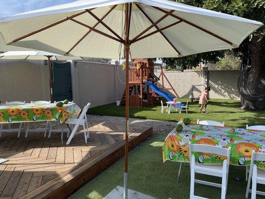 Rented the market umbrellas, tables and chairs. Beautiful!