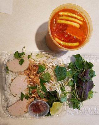 bun rieu to-go. lots of goodies to put into the soup