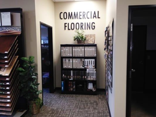 Commercial flooring and carpet displays at Contract Furnishings Mart Kent, WA