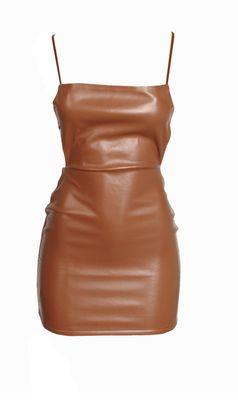 Faux leather dress copper brown