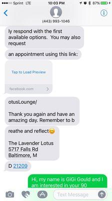 This super over the top message was sent to me while I was listening to ANOTHER voicemail message you get when calling their salon.