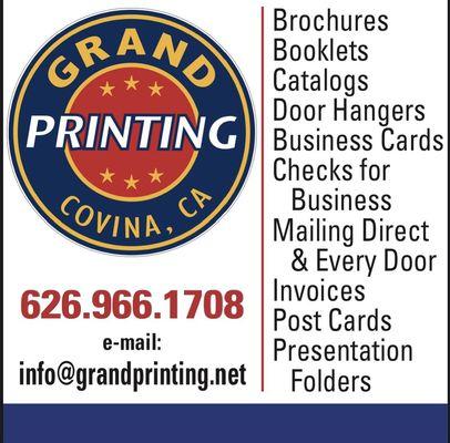 Just a few things we offer here at Grand Printing! Please feel free to call or email for more information.