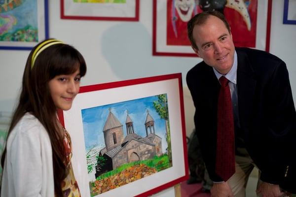 Congressman Adam Schiff visiting the Xpress Art Center