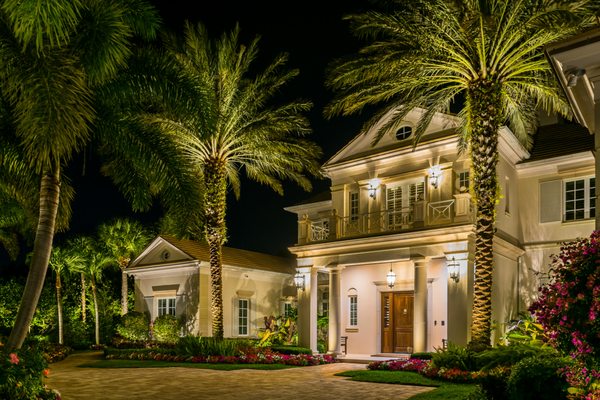 Professional outdoor lighting adds beauty and charm to luxury properties in Palm Beach and all of South Florida.