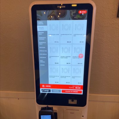 Self-service ordering terminal.