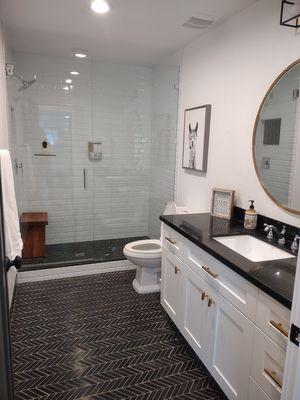 Tile upgrade throughout the entire bathroom. #bathroomremodel #tile