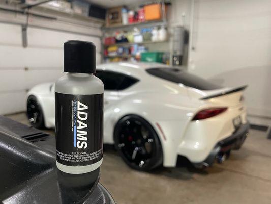 This Supra got it's brand new aftermarket wheels coated in Adam's Polishes Wheel Ceramic to keep them clean and protected.