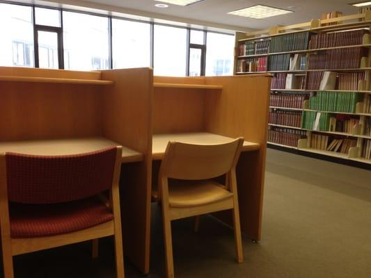 Spacious study carrels on the fifth floor.