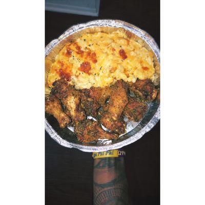 Lemon Pepper Wings with Double Baked Mac n Cheese