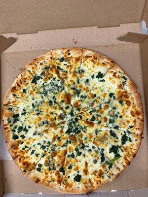 Three Cheese pizza with spinach