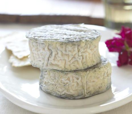 Bonne Bouche is a creamery favorite.  This ash-ripened, aged goat cheese is made and aged at the Creamery in Websterville, VT.