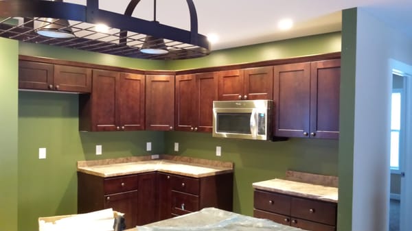 Kitchen cabinets, countertops and crown molding