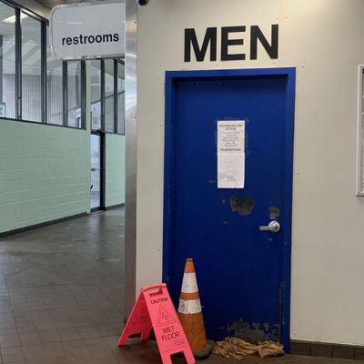 Men's room: out of order AND FLOODED!