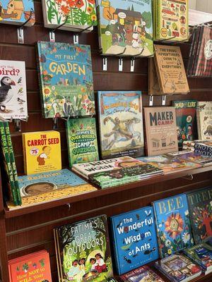 Variety of books about camping, the outdoors, birds, butterflies, and gardening.