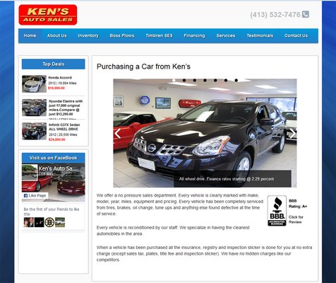 Ken's Auto Sales website