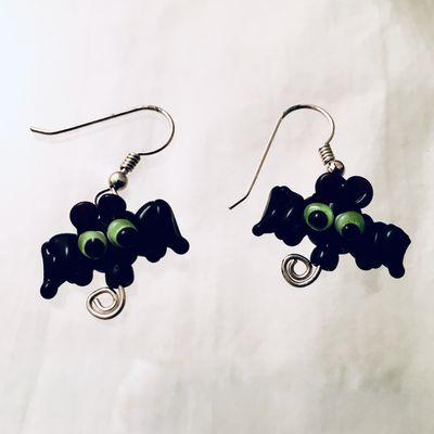 Specialty items for holidays "Batty" earrings in artisanal lamp work glass