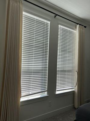 Master bedroom window treatment-blinds plus drapes