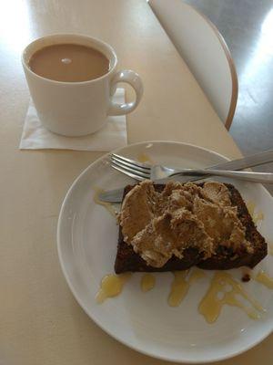 Banana bread with espresso marscapone and honey, yum!