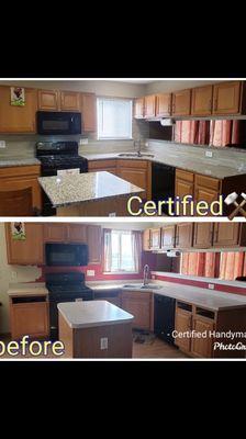 Kitchen remodel. Granite counters paint and backsplash.