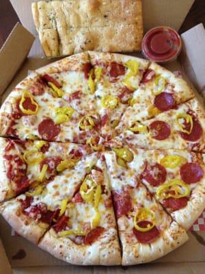 Pizza and breadsticks