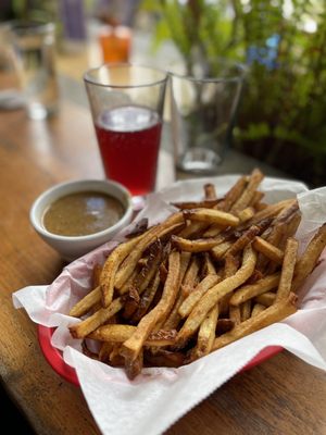 Fries and Vegan Gravy with Water Buchi