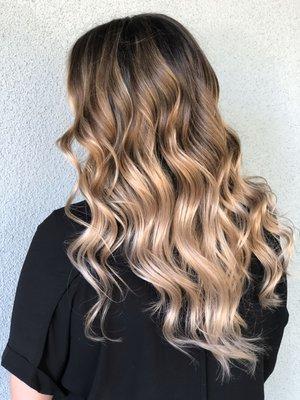 Peachy toned balayage