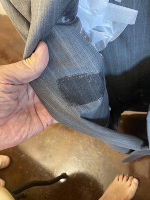 Glue pressed into garment