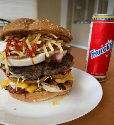 Burger, Beef, Venezuelan Soda, delicious