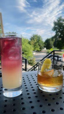 Transfusion and old fashion on the crows nest patio