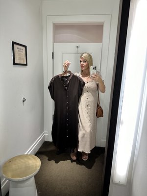 my dark brown silk dress in the dressing room