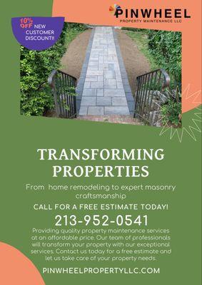 Get 10% off as a new customer and experience the finest in home remodeling and expert masonry. Call us for a FREE estimate: 213-952-0541