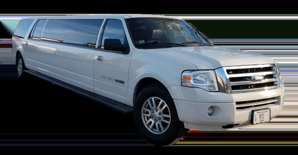 White 14 passenger expedition limousine