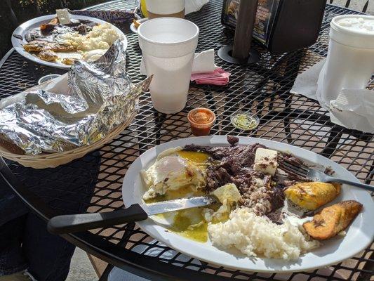 My husband had the desayuno especial to the left and I had the desayuno chapin on the right