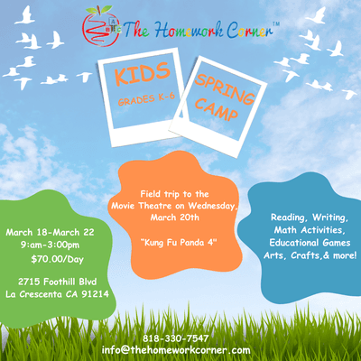 Join us for The Homework Corner's annual Spring Camp