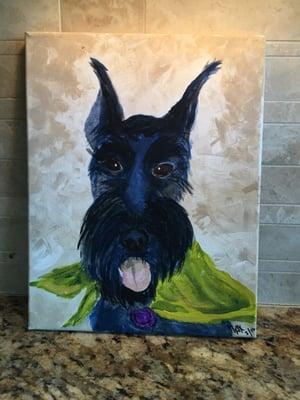 My first painting of Molly Mae my Giant Schnauzer