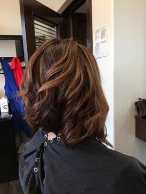 Stacked bob with base and balayage