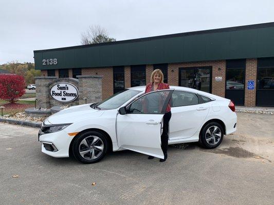 The proud winner of a 2019 Honda Civic in a raffle for Sam's Children Fundraiser....from Sullivan Honda.