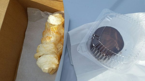 Treats! A cream horn and a peanut butter mousse.